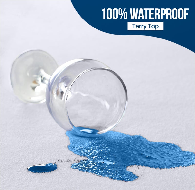 Utopia Bedding Waterproof Mattress Protector King Size 2 Pack, 200 GSM Breathable Terry Mattress Cover, Fitted Style with Stretchable Pockets (White) - Image 2